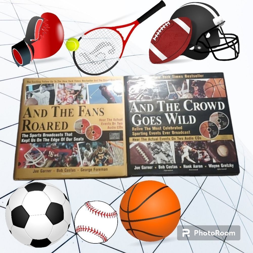 All Sports books home TWO books + audios cds sports history historical broadcast